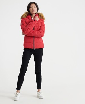 Superdry Arctic Puffer Női Kabát Piros | TJFBA4197